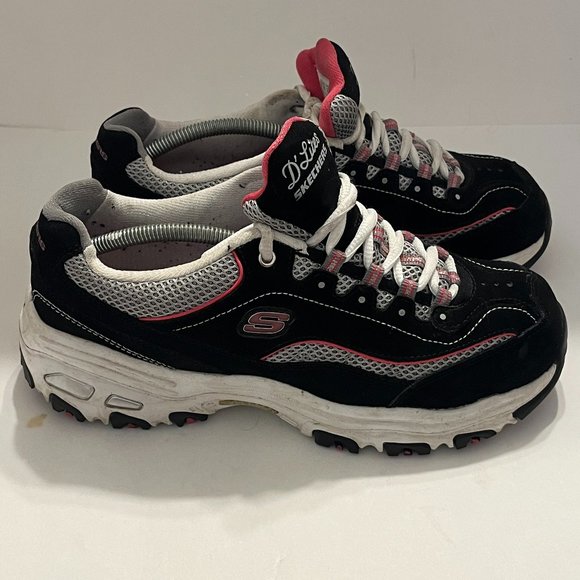 SKECHERS | Women's D-Lites Life Saver Running Shores Black Grey Pink Size 8 - Picture 1 of 7